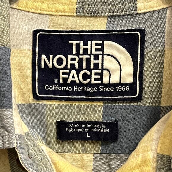 The North Face Men's Plaid Short Sleeve Button Up-Shirt Linen Blend Size Large - Picture 4 of 5